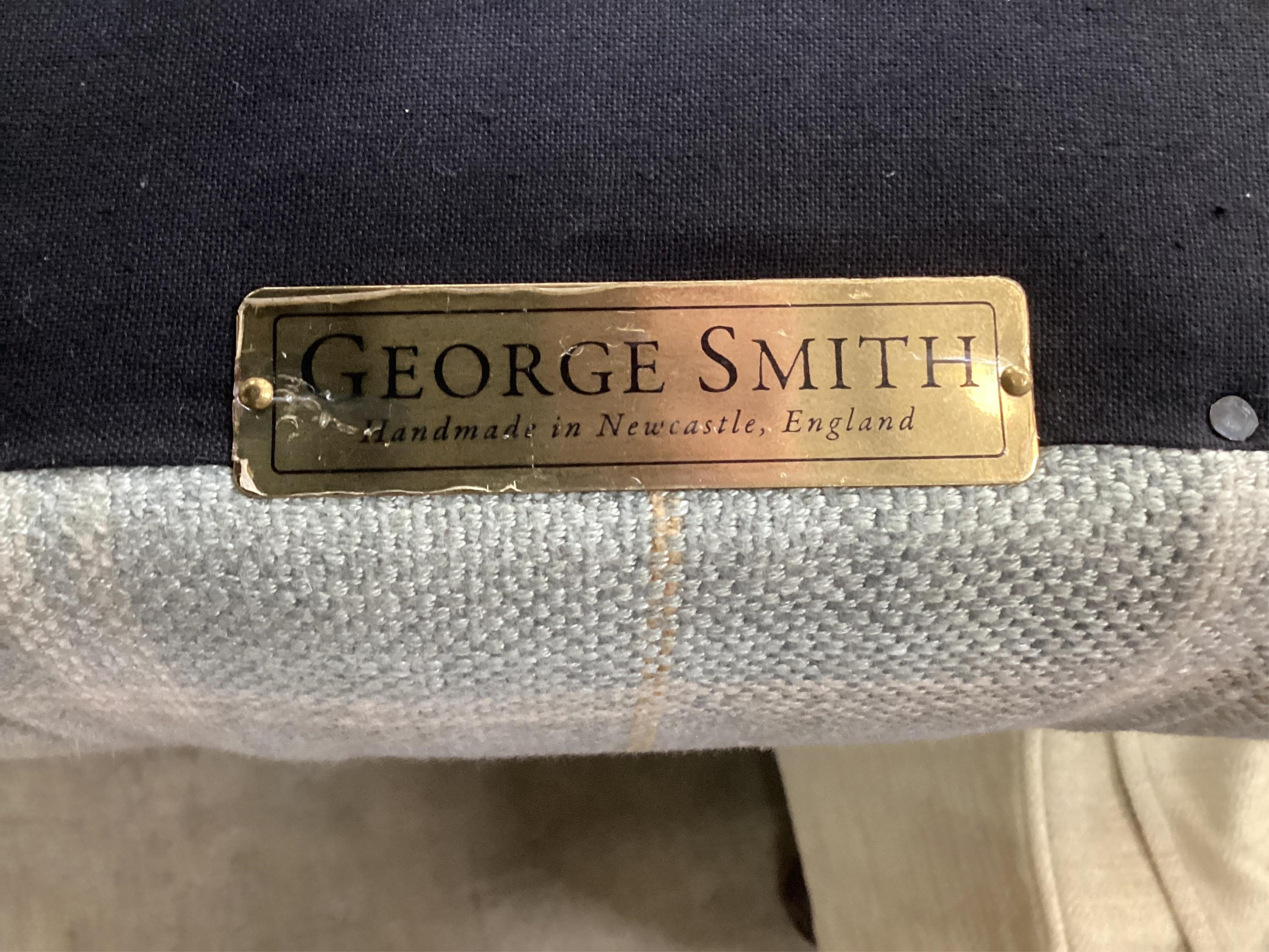 A George Smith Victorian style rectangular upholstered footstool, width 94cm, depth 63cm, height 39cm. Condition - good